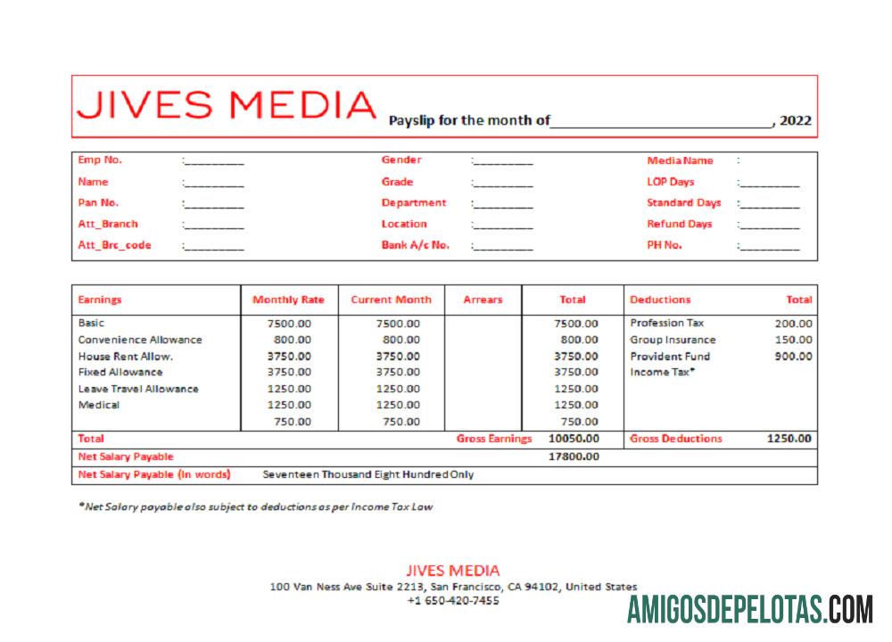 Recibo de pagamento da empresa de publicidade Jives Media dos EUA baixar para verificação